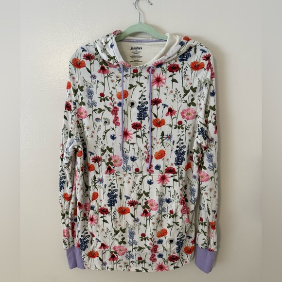 Jambys Other - Jambys House Hoodie Spring Floral White & Purple Womens Small Lightweight Soft
